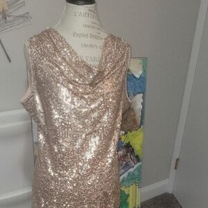 Rose Gold Sequin Sleeveless Calvin Klein Top